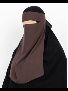 Premium Brown Niqab and Black Khimar Set - Unbranded